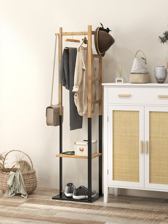 HomCom Floor Garment Rack made of Wood Black 46x28x153.5cm