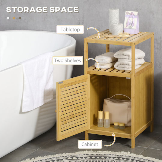 Kleankin Cabinet de baie L33xA36.5xÎ67cm Lemn natural