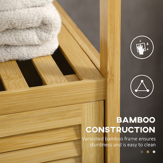 Kleankin Cabinet de baie L33xA36.5xÎ67cm Lemn natural