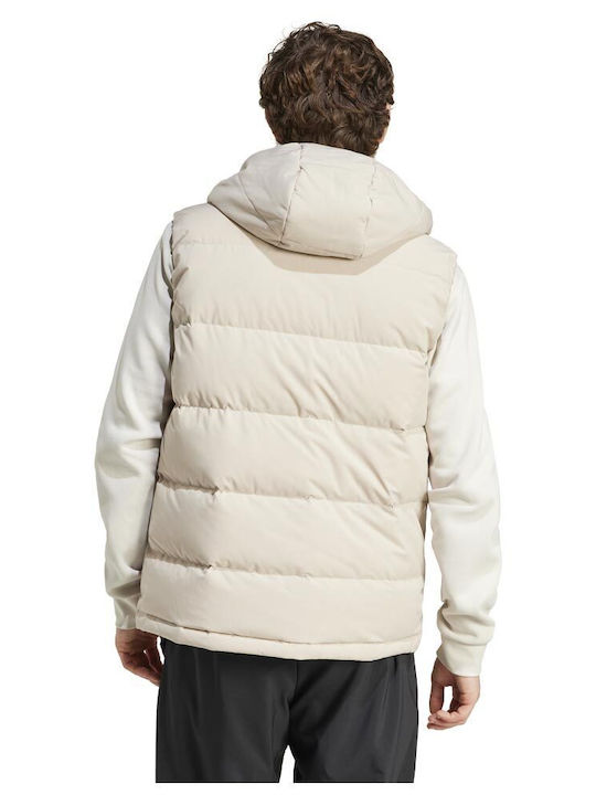 Adidas Helionic Αμάνικο Ανδρικό Μπουφάν Puffer Αδιάβροχο Μπεζ