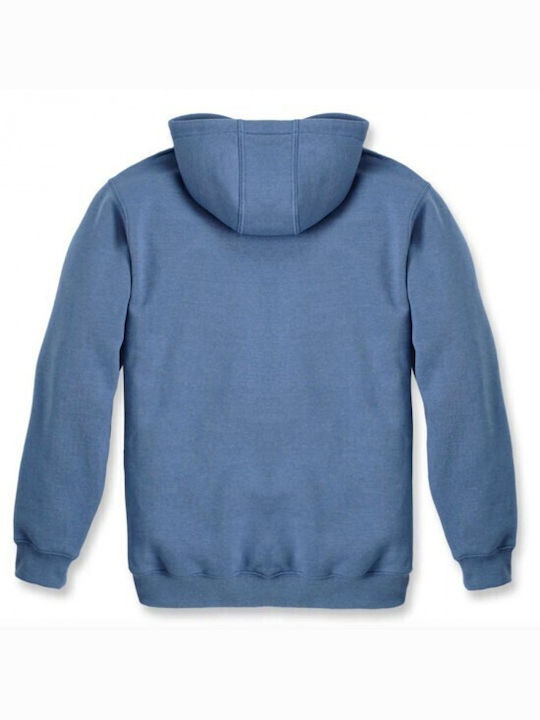 Carhartt Signature Logo Sweatshirt 100074 Men's Sweatshirt with Hood and Pockets Thundercloud Blue