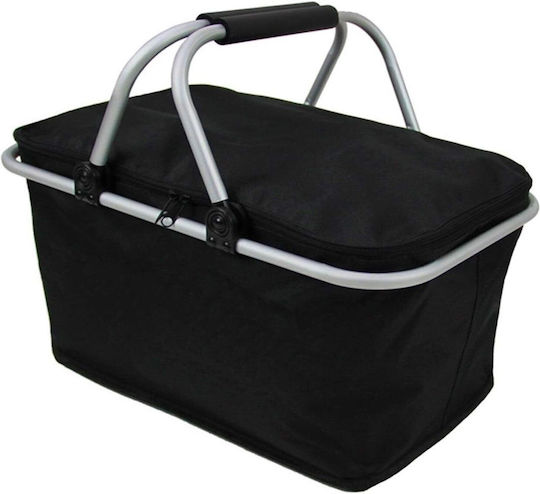 Geantă frigorifică Zola pentru picnic, depozitare alimente, mânere din plastic, aluminiu, negru, 48x28x22 cm