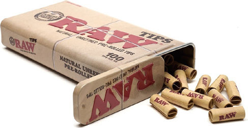 Raw Unrefined 100 Pre-rolled Tips Tin Case