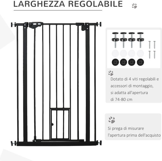 Pawhut Μεταλλικό Πορτάκι Σκύλου & Γάτας 74x74x74εκ. Μαύρο