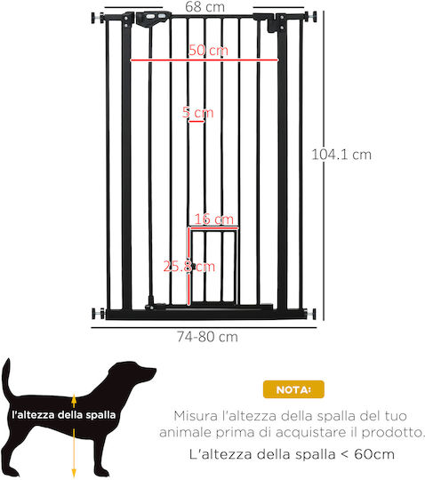 Pawhut Μεταλλικό Πορτάκι Σκύλου & Γάτας 74x74x74εκ. Μαύρο