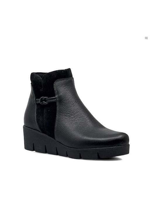 Softies Leather Women's Ankle Boots Platform Black