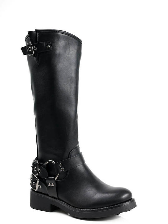 Black Boots Double Strap Buckles