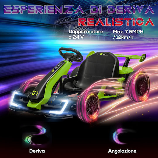 Go Kart Μονοθέσιο 24 Volt Πράσινο για 6+ Ετών
