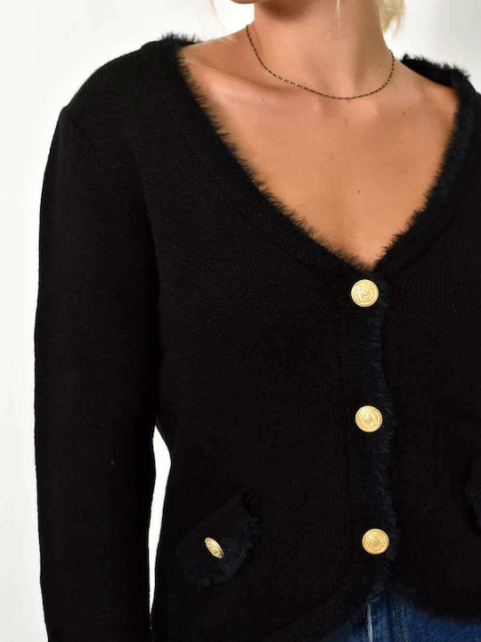 Potre Women's Knitted Cardigan with Buttons Black