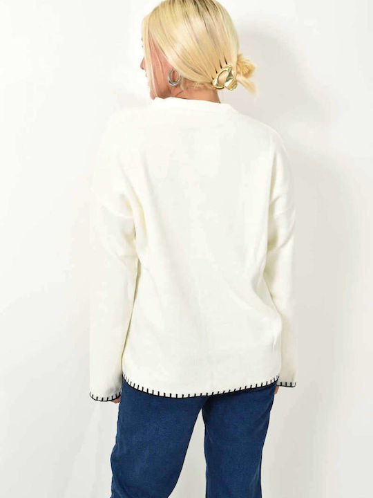 Potre Women's Knitted Cardigan with Buttons White