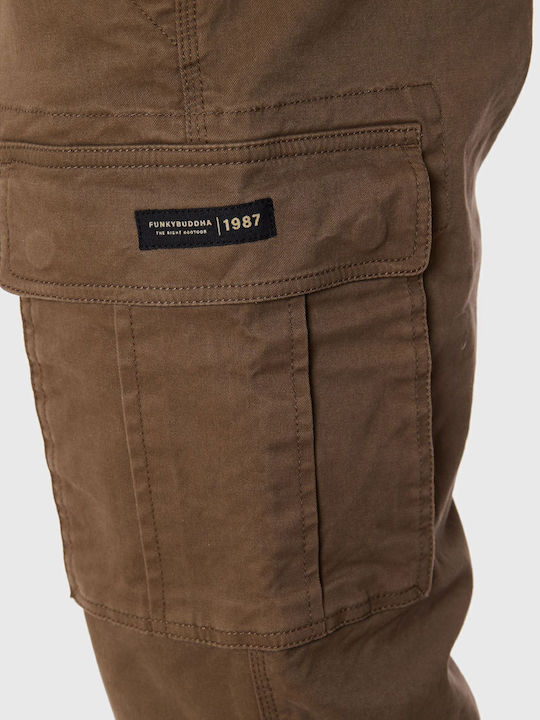 Trousers Cargo Elastic in Regular Fit Lt Coffee Brown