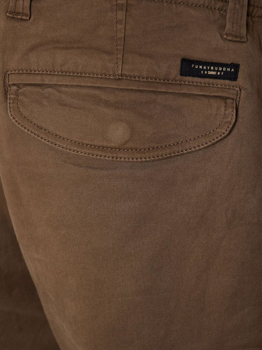 Trousers Cargo Elastic in Regular Fit Lt Coffee Brown