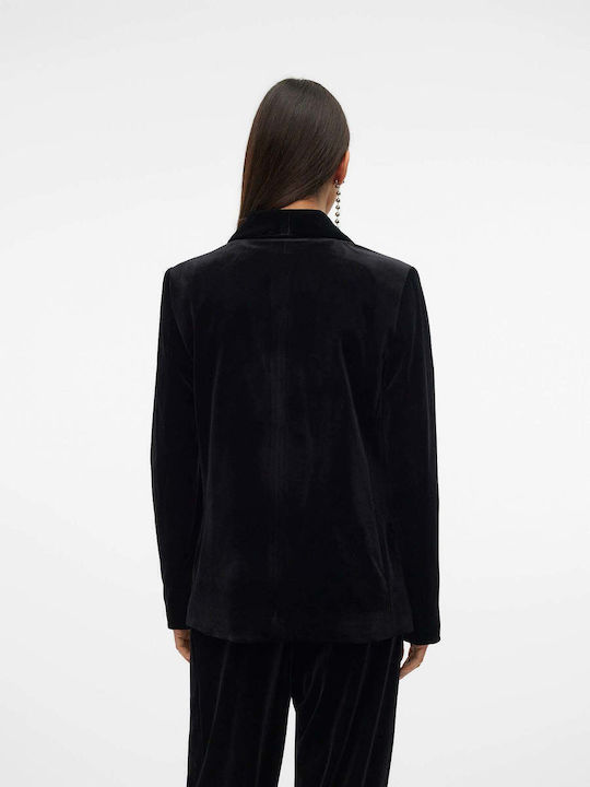 Vero Moda Γυναικείο Βελούδινο Σακάκι Μαύρο