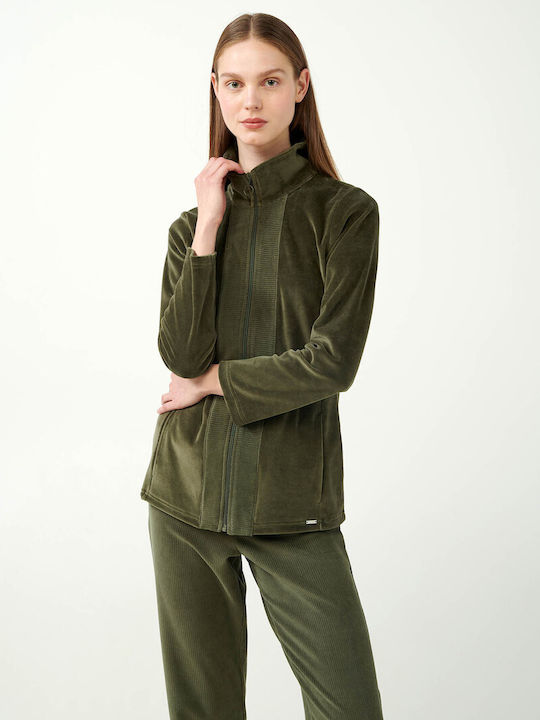 Vamp Damen-Sweatpants-Set Olive Dusty Samt