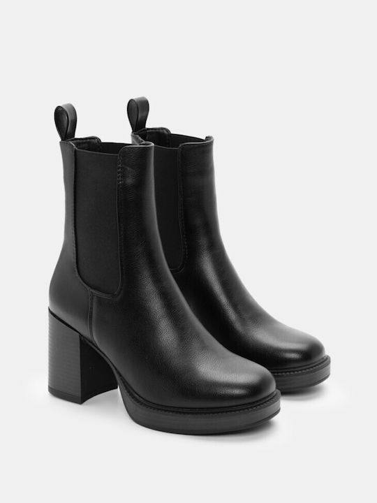 Luigi Suede Women's Chelsea Boots with High Heel Black