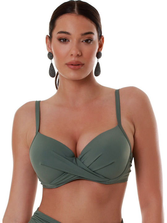 Underwire Bikini Bra with Adjustable Straps Khaki