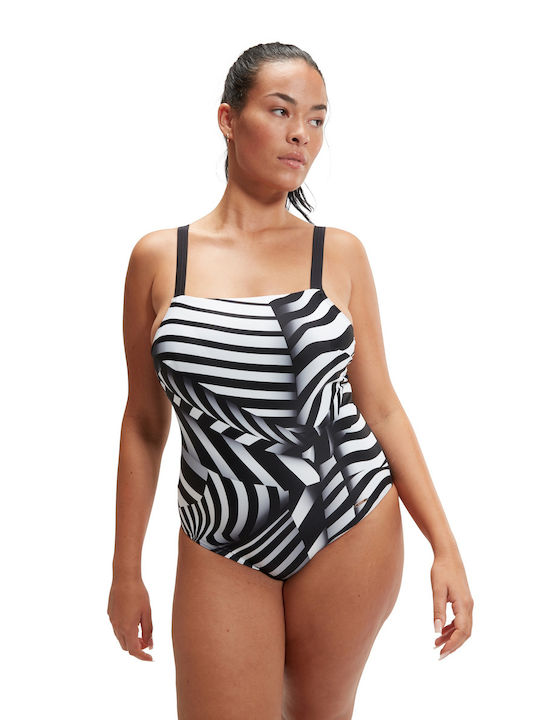 Speedo One-Piece Swimsuit Amberglow, Black, White