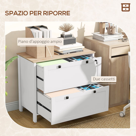 Schublade Büro mit Schloss White 76x40x76cm