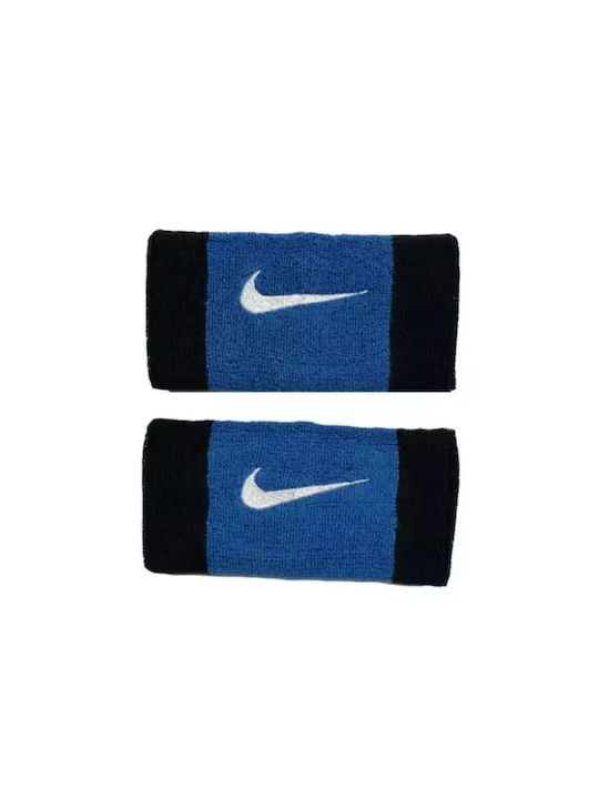 Nike Swoosh Double-wide Athletic Wristbands Blue