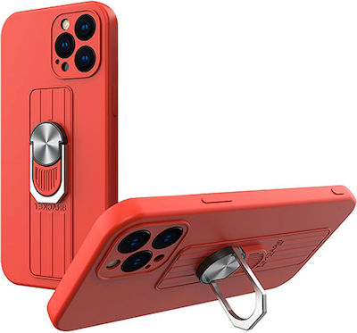 Hurtel Ring Silicone Back Cover Red (iPhone 12 / 12 Pro)