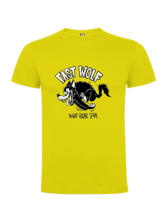 Fast Fury Wolf Ride T-shirt Yellow Cotton