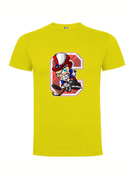 Hockey Hero Mascot T-shirt Yellow Cotton