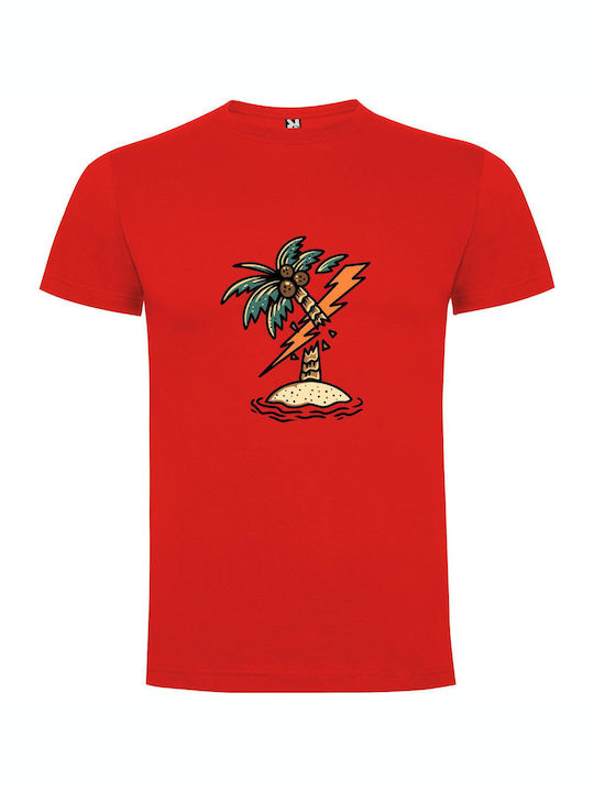 Island Stormscape T-shirt Red Cotton