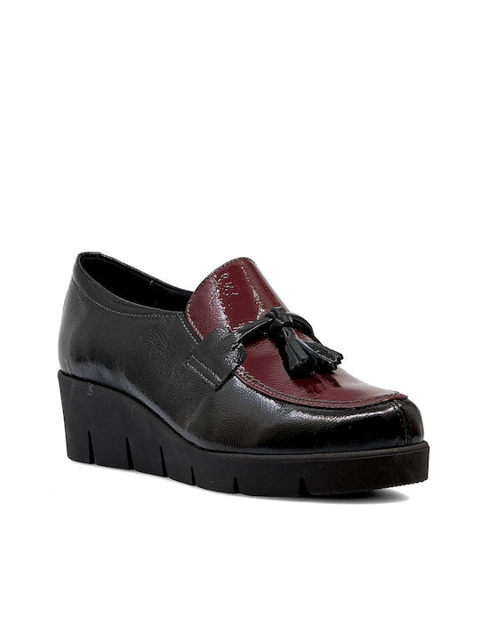 Softies Patent Leather Women's Moccasins Black/Bordeux