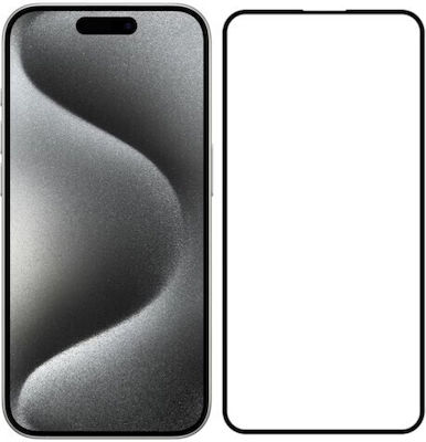 Powertech 5D Full Glue Full Face Tempered Glass Black (iPhone 15 Pro Max)