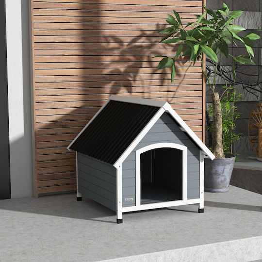 Pawhut Hundehaus Hölzernes Außenbereich Gray 84x99x87cm