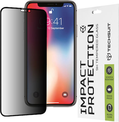 Techsuit Adeziv Complet Confidențialitate Sticlă călită pe toată fața 1buc Negru (iPhone X / XSRealme 11 Pro / 11 Pro+)