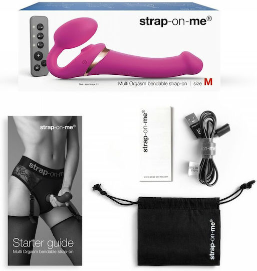 Strap On Me Trägerlos Strap On mit Dildo mit Vibration in Rosa Farbe