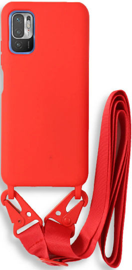 Bodycell Back Cover Σιλικόνης με Λουράκι Κόκκινο (Poco M3 Pro)