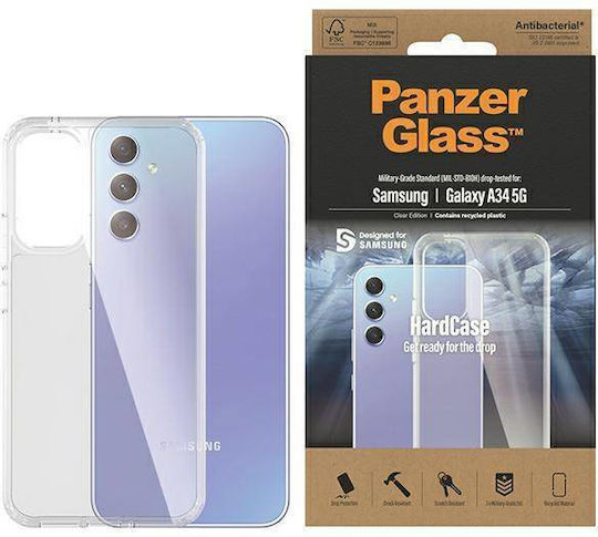 PanzerGlass Antibacterial Military Umschlag Rückseite Kunststoff Transparent (Galaxy A34)