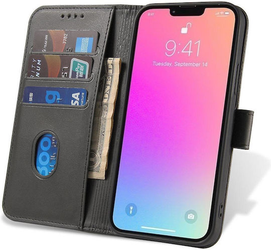 Hurtel Magnet Book Silicon / Piele Negru (Galaxy A14)