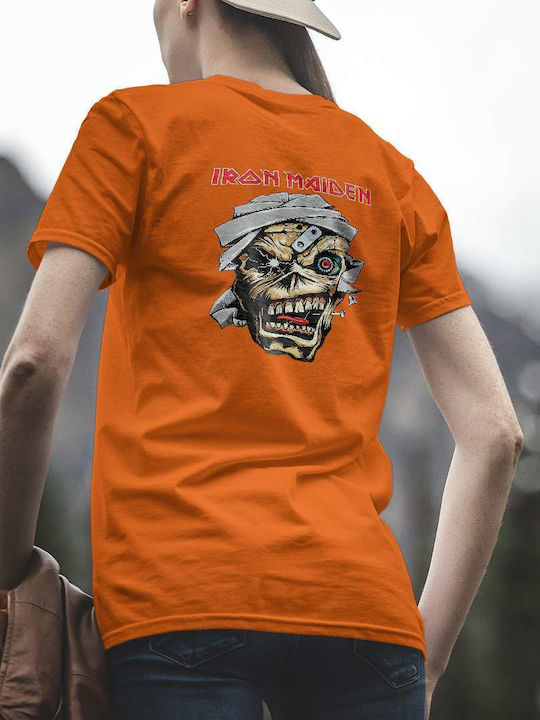 Poster T-shirt Iron Maiden Orange Cotton