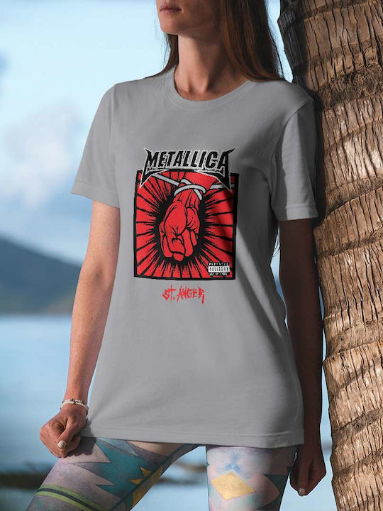 St Anger T-shirt Metallica Γκρι Βαμβακερό