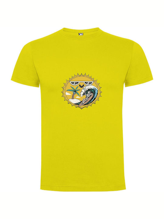 Surfing Miami Bliss T-shirt Yellow Cotton