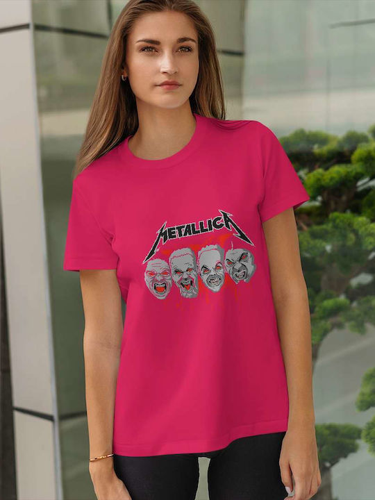 Graphic Design T-shirt Metallica Fuchsia Cotton