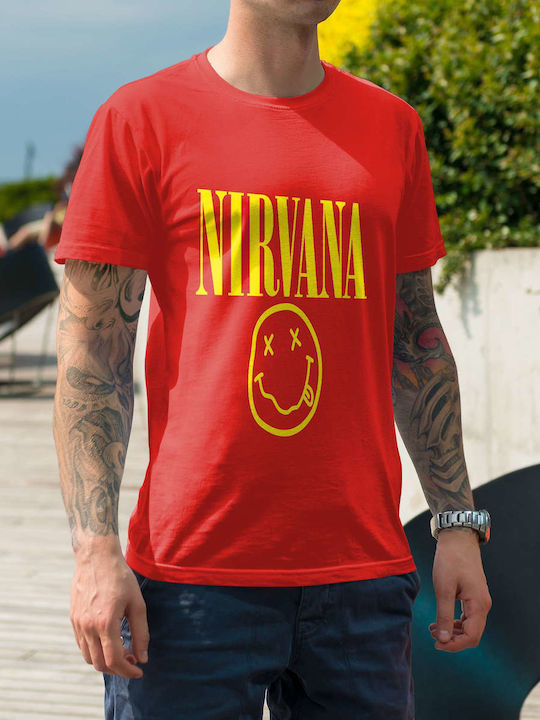 T-shirt Nirvana Κόκκινο Βαμβακερό