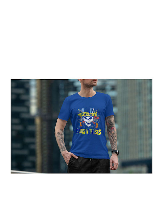 Poster T-shirt Guns N' Roses Blue Cotton