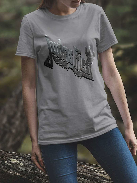 Judas Priest Logo T-shirt Gray Cotton