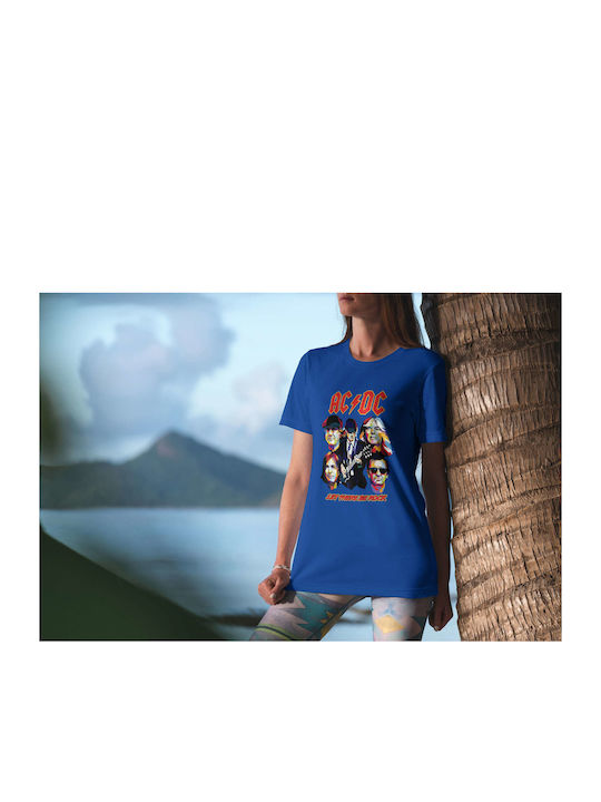 Ac/dc Poster T-shirt AC/DC Blue Cotton