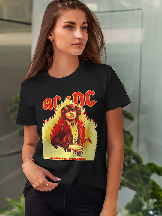 Ac/dc Angus Young Poster T-shirt AC/DC Black Cotton