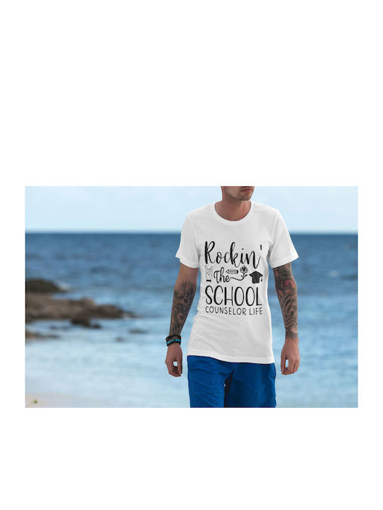 Rockin' The School Counselor Life T-shirt Λευκό Βαμβακερό