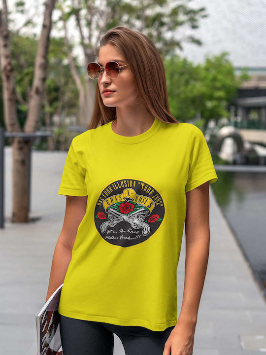 Use Your Illusion Tour T-shirt Guns N' Roses Κίτρινο Βαμβακερό