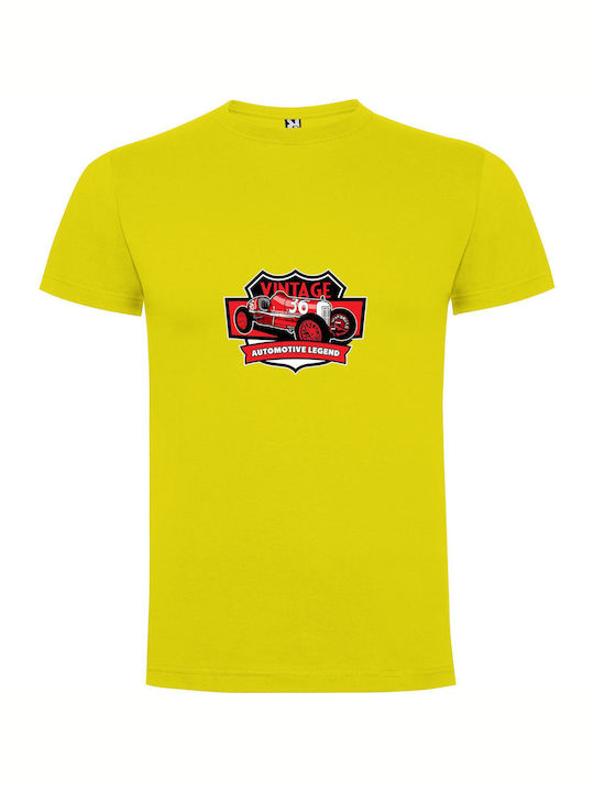 Retro Ride Revival T-shirt Yellow Cotton