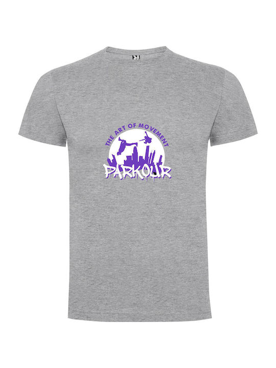 Ink Trails: Parkour Art T-shirt Gray Cotton