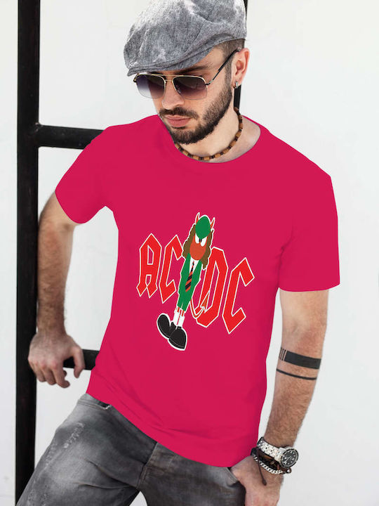 Cartoon Devil T-shirt AC/DC Φούξια Βαμβακερό