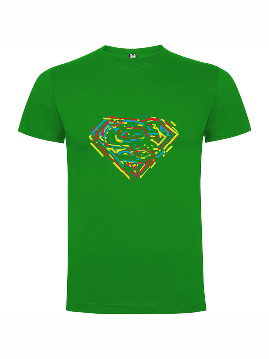 Glowing Superman Emblem: Superflat T-shirt Superman Πράσινο Βαμβακερό